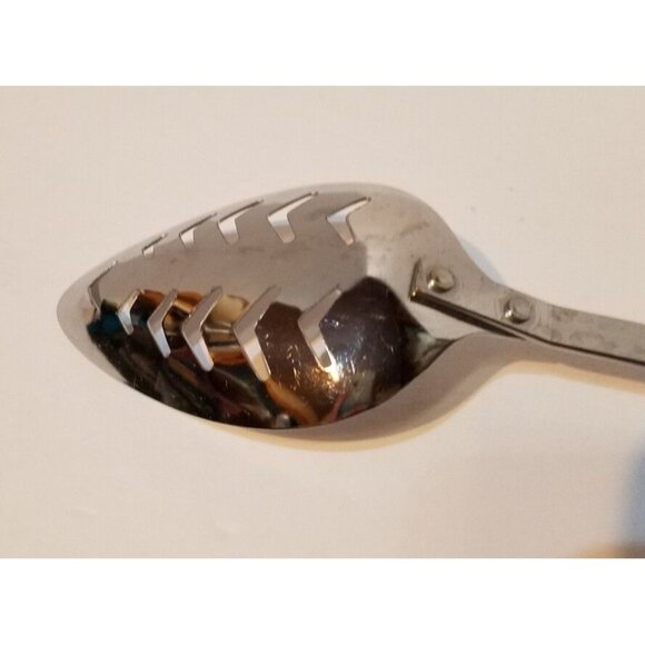 Vintage Androck Black Handle Chromium Plate Serving Slotted Spoon  12" - Picture 6 of 6